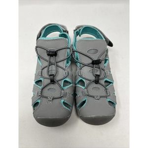 Women’s Size 7 Eddie Bauer Mary Walking Hiking Sandals Shoes Bump Toe Gray Teal